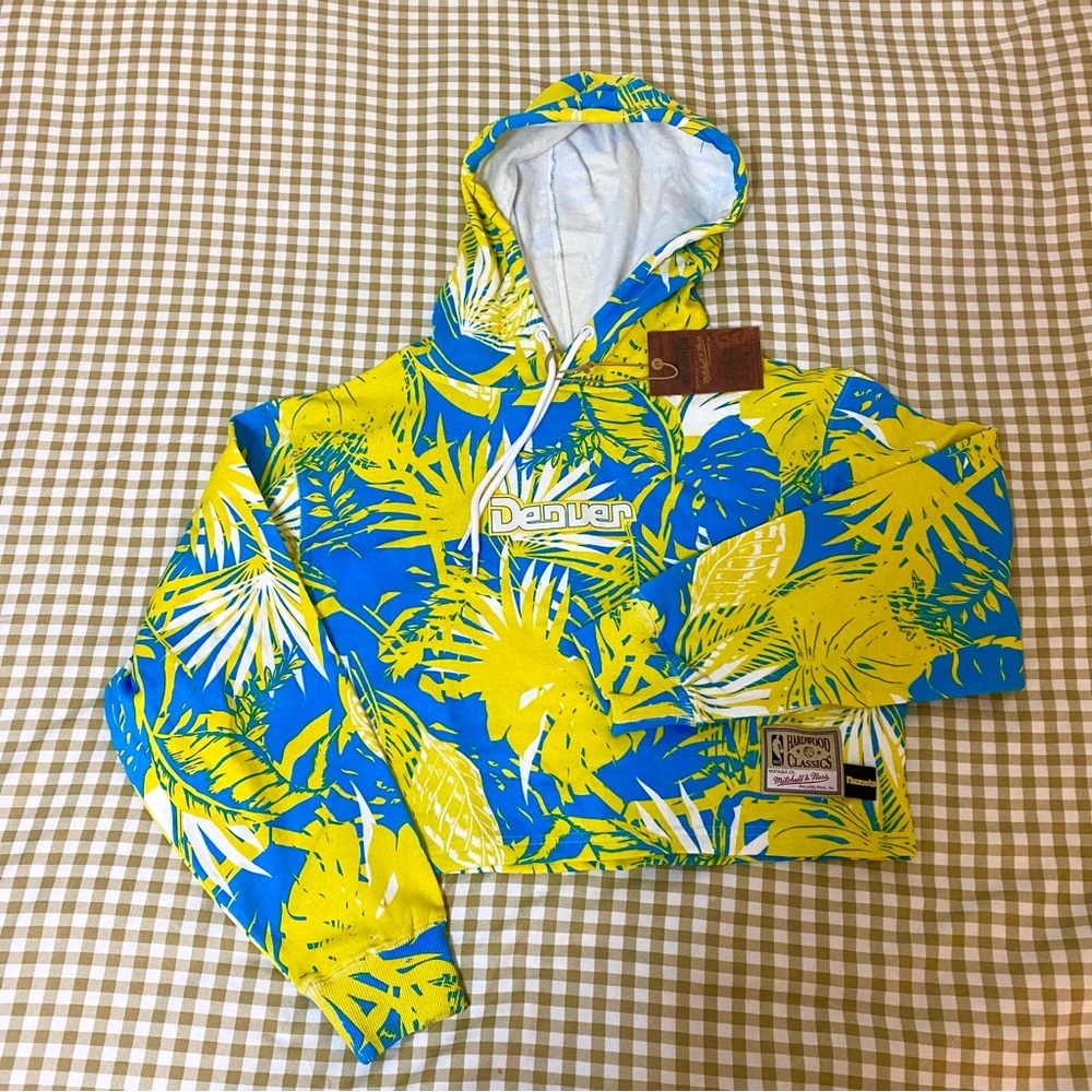 Mitchell & Ness Neon Tropical Crop Denver Hoodie (Size M) Womens